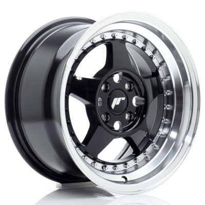 felga JR Wheels JR6 15x8 ET25 4x100 Gloss Black w/Machined Lip