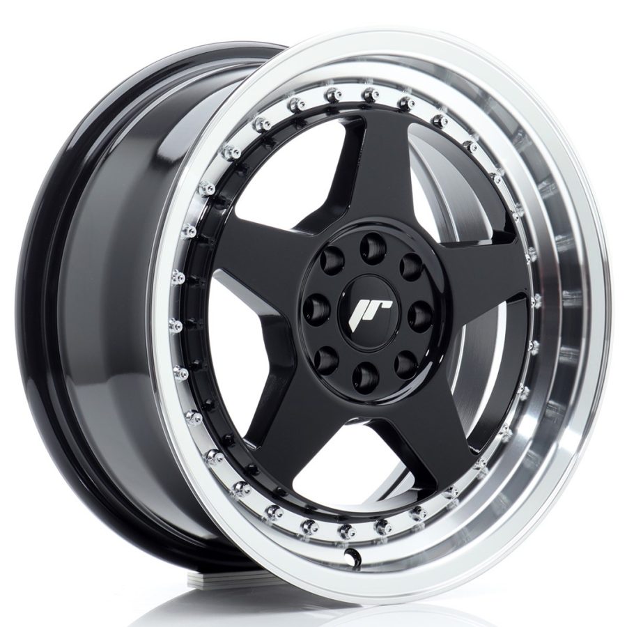 felga JR Wheels JR6 16x7 ET25 4x100/108 Gloss Black w/Machined Lip