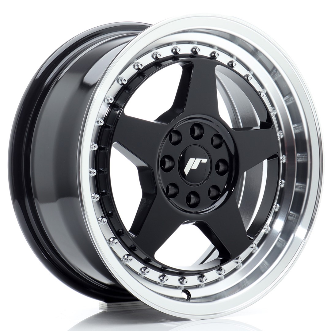 felga JR Wheels JR6 16x7 ET25 4x100/108 Gloss Black w/Machined Lip