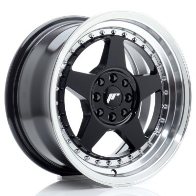 felga JR Wheels JR6 16x8 ET25 4x100/108 Gloss Black w/Machined Lip
