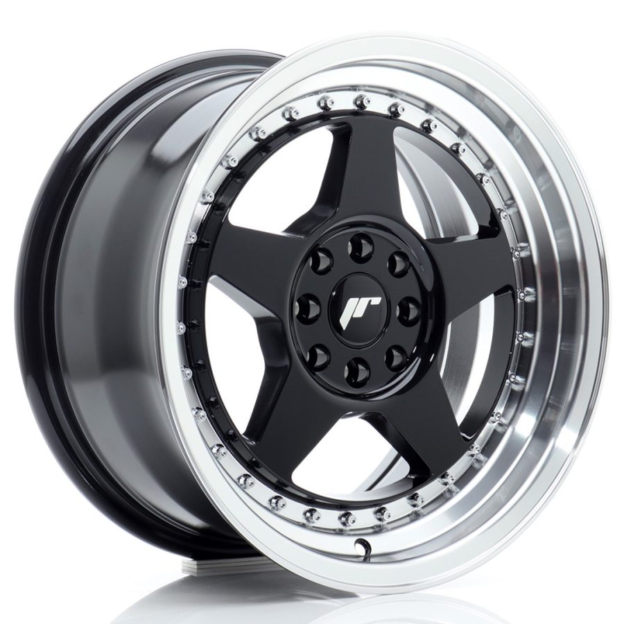 felga JR Wheels JR6 16x8 ET25 4x100/108 Gloss Black w/Machined Lip