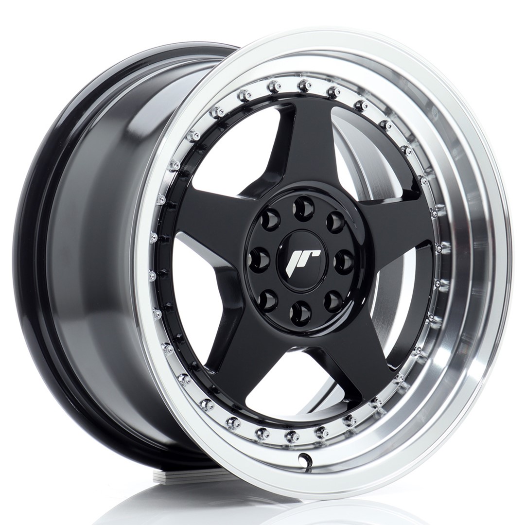 felga JR Wheels JR6 16x8 ET25 4x100/108 Gloss Black w/Machined Lip